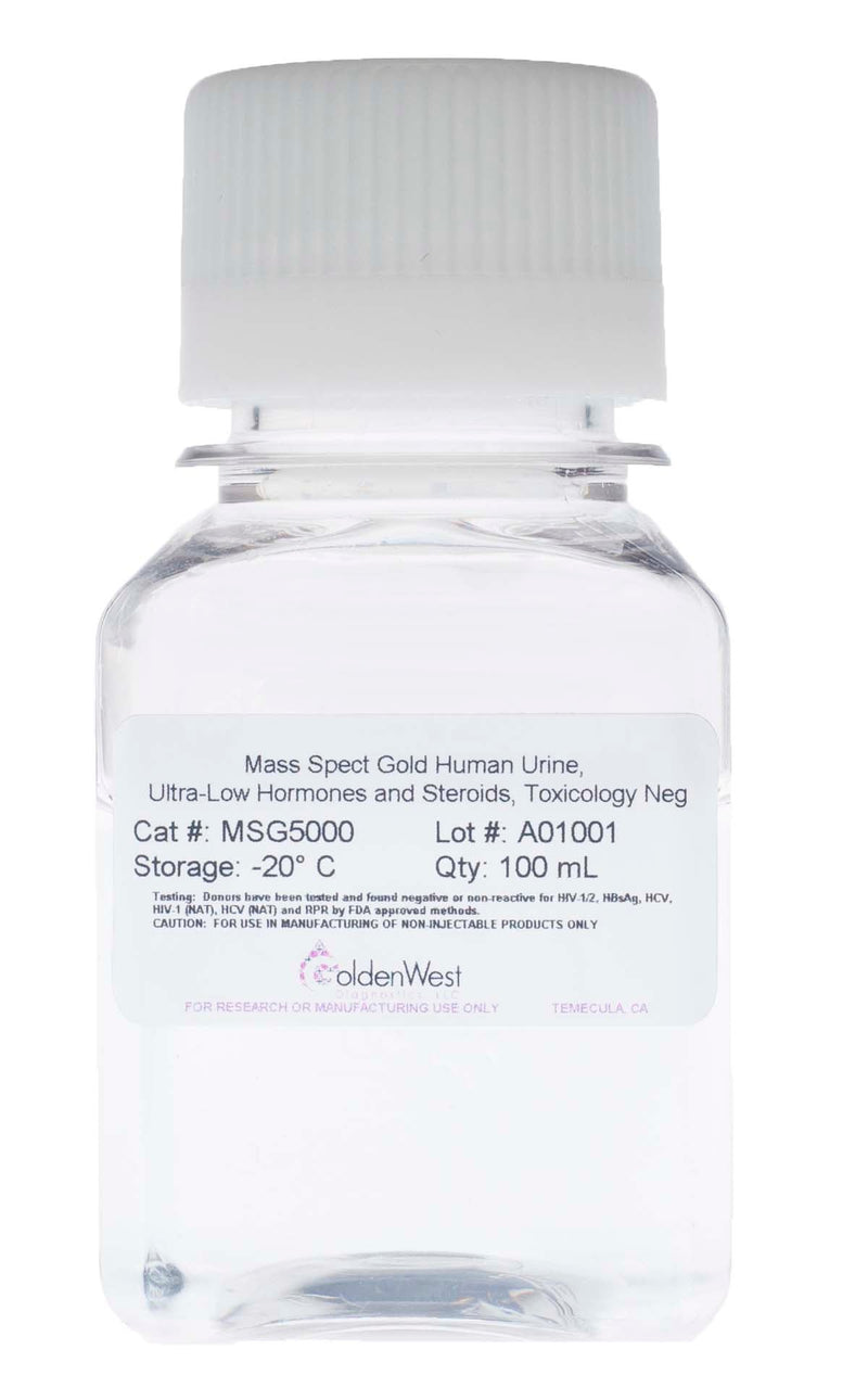 Golden West Diagnostics, LLC Mass Spect Gold Human Matrixes Mass Spect Gold Human Urine, Ultra-Low Hormones & Steroids, Toxicology Neg. MSG5000