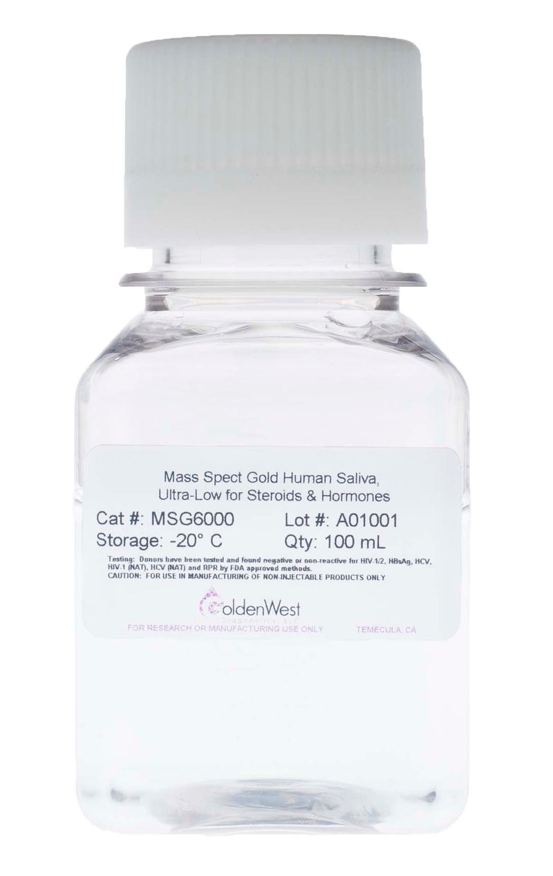 Golden West Diagnostics, LLC Mass Spect Gold Human Matrixes Mass Spect Gold Human Saliva, Ultra-Low for Steroids & Hormones MSG6000
