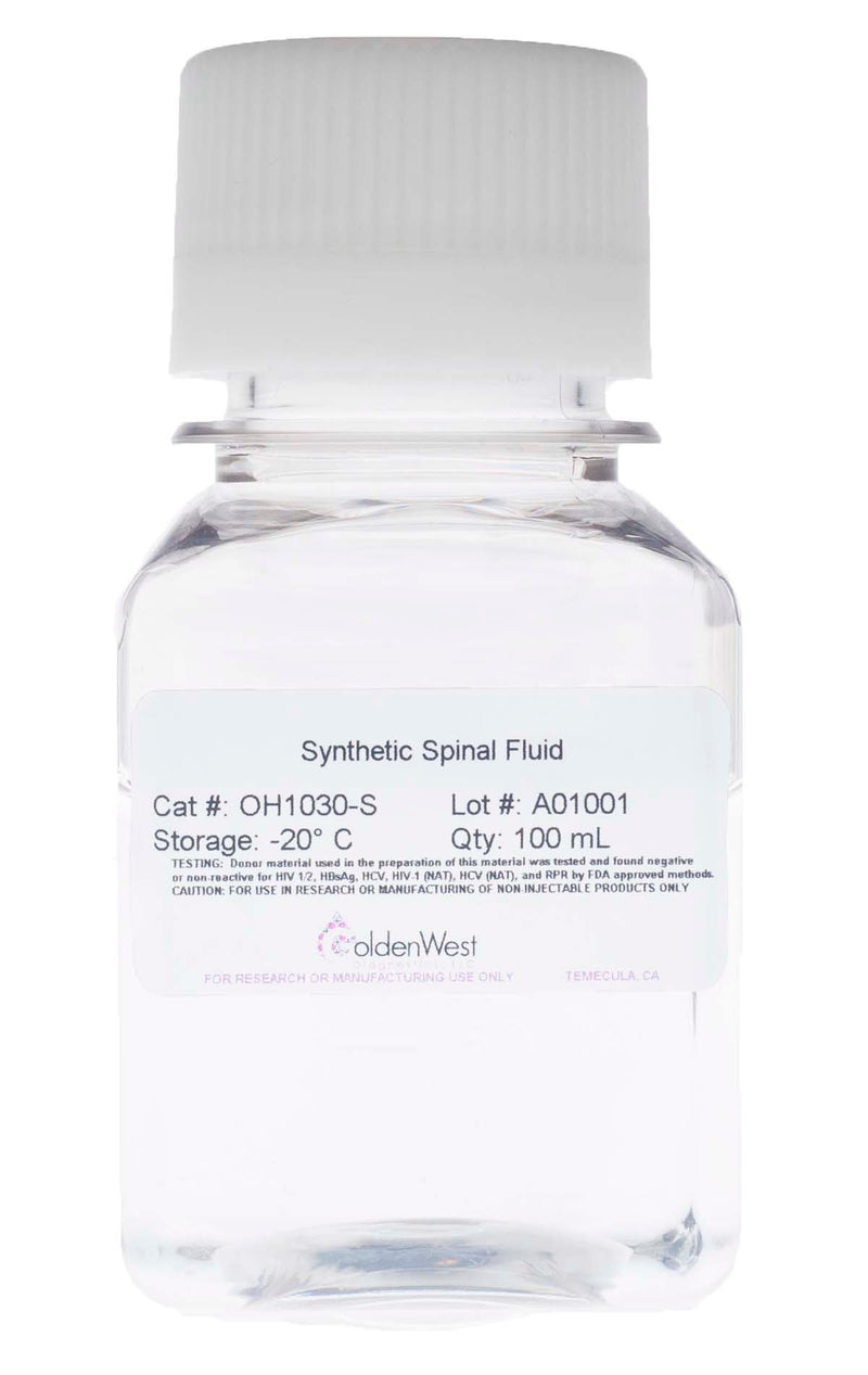 Golden West Diagnostics, LLC Processed Human Serums and Matrixes Spinal Fluid, Synthetic OH1030-S