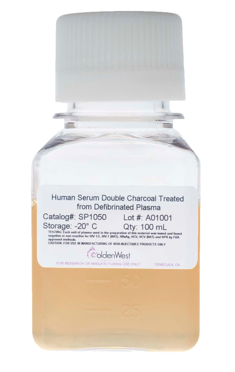 Golden West Diagnostics, LLC Processed Human Serums and Matrixes Human Serum Double Charcoal Treated from Defibrinated Plasma SP1050