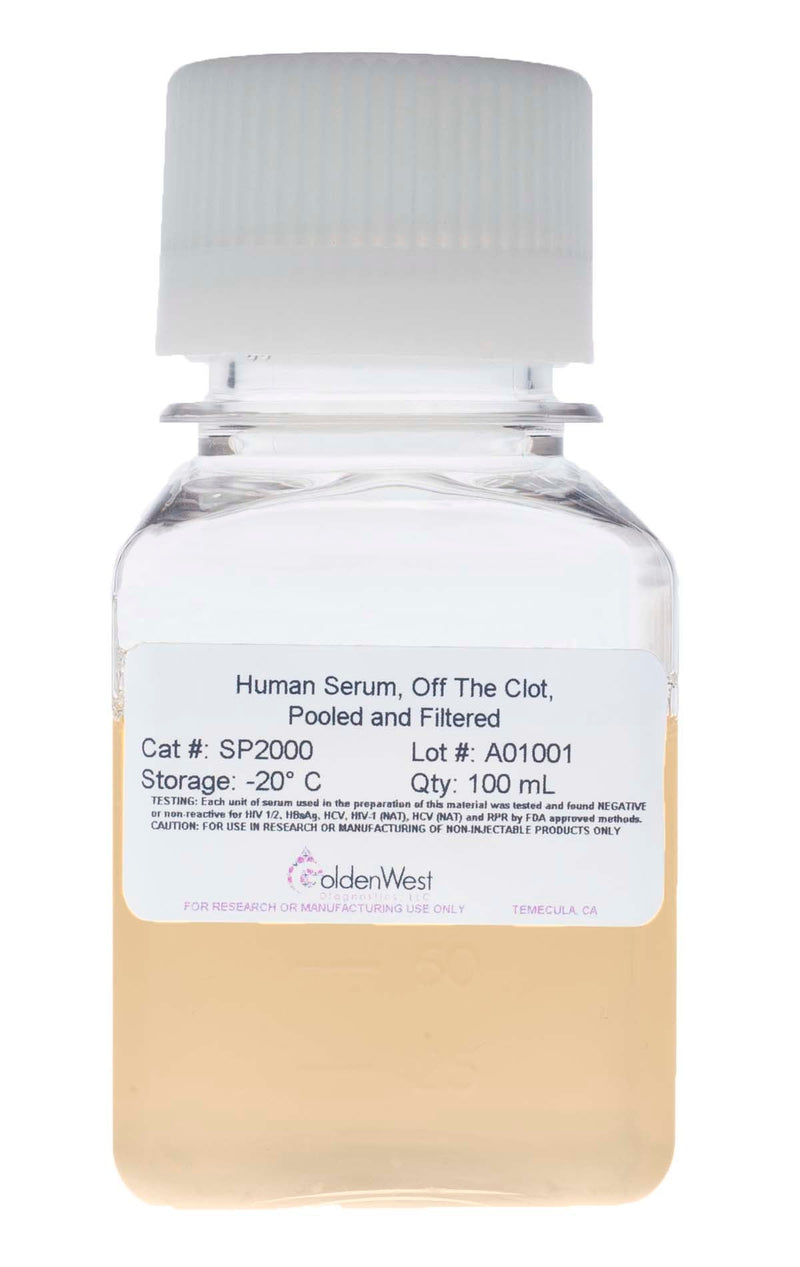 Golden West Diagnostics, LLC Processed Human Serums and Matrixes Human Serum, Off the Clot, Pooled & Filtered SP2000
