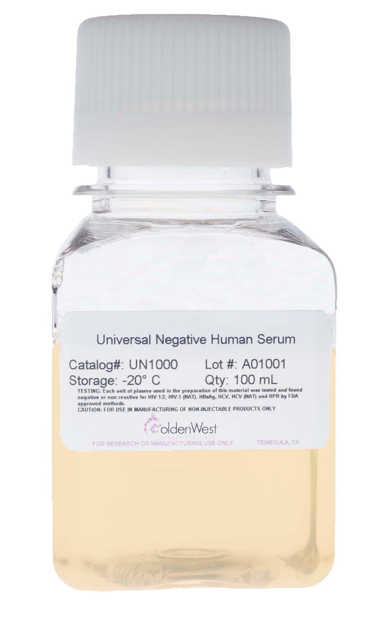 Golden West Diagnostics, LLC Processed Human Serums and Matrixes Universal Negative Human Serum UN1000