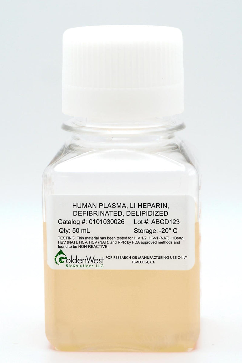 Human Plasma, Li Heparin, Defibrinated, Delipidized