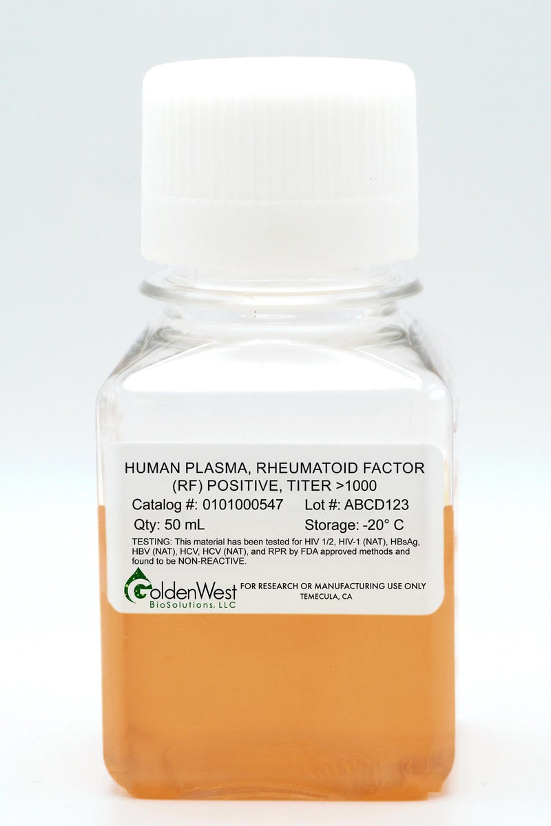 Human Plasma, Rheumatoid Factor (RF), Titer >1000 IU/ml
