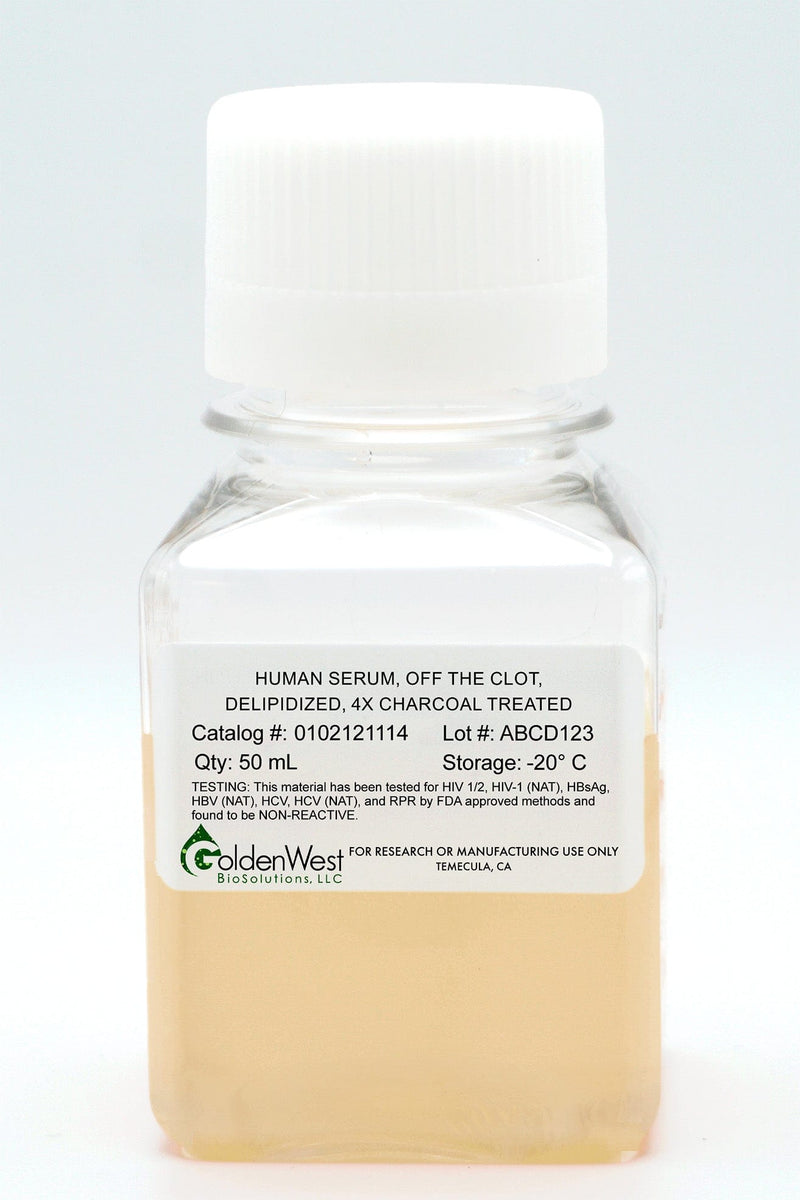 Human Serum, Off the Clot, Delipidized, 4x Charcoal Treated