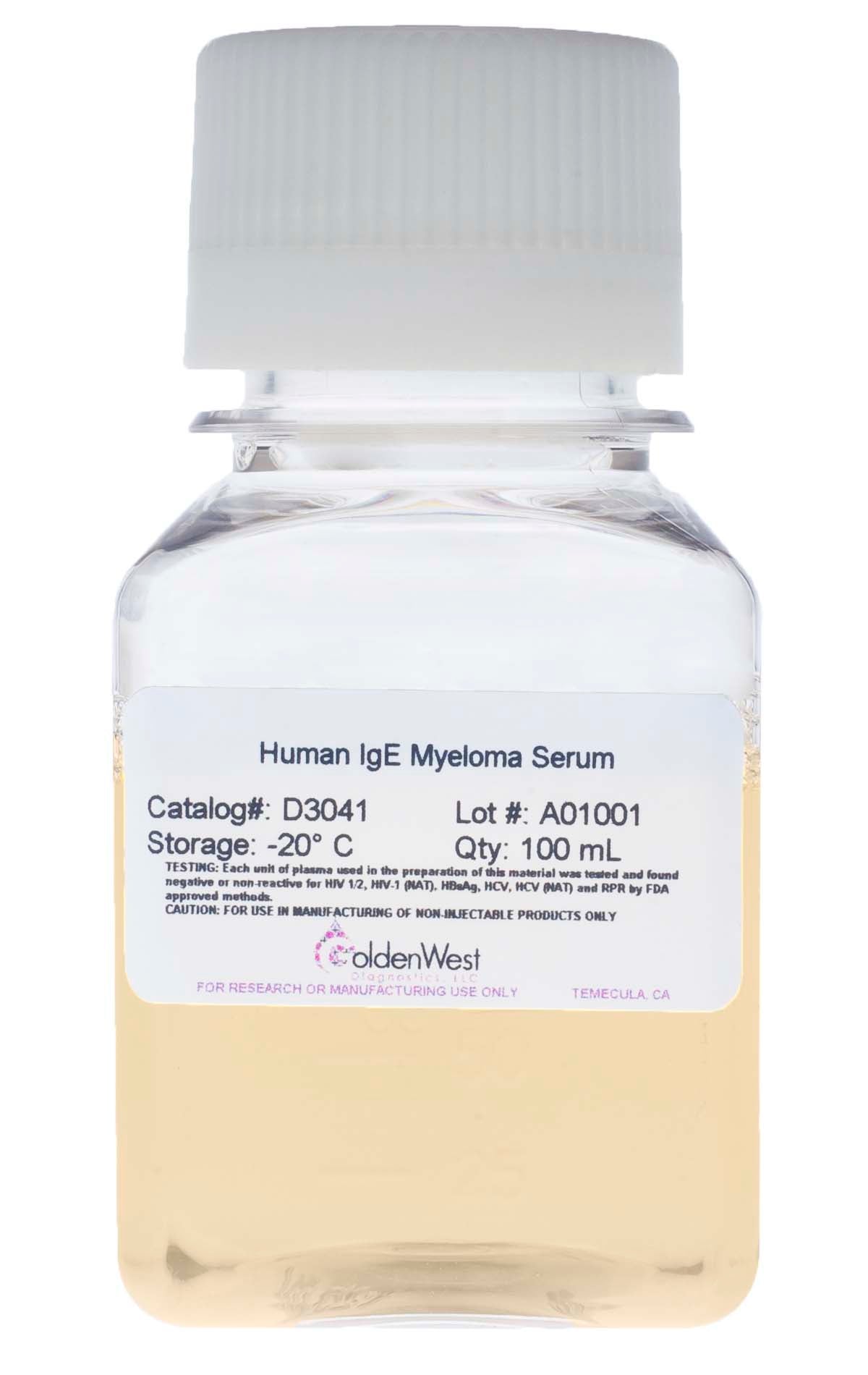 Golden West Diagnostics, LLC Processed Human Serums and Matrixes Human IgE Myeloma Serum D3041